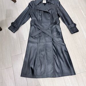 Vintage Elegant Black Double-Breasted Trench Coat